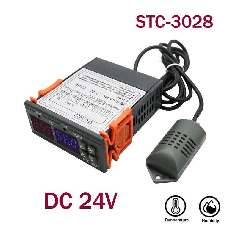 STC- 3028 Dual Digital Temperature Controller Hygrometer C/F Thermostat Two Relay Output AC 110V 220V DC 12V 24V 10A.