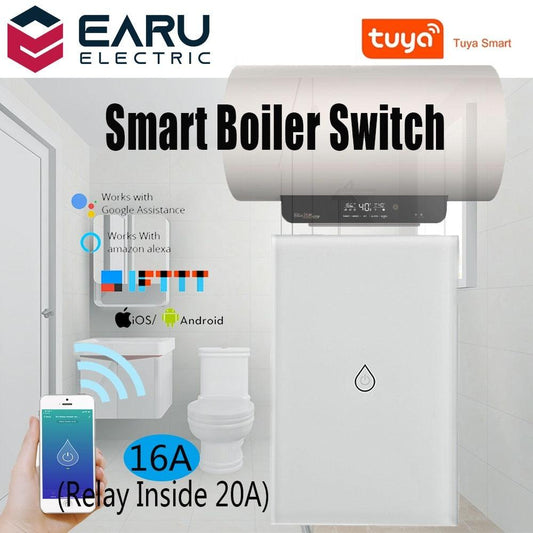 US 16A WiFi Smart Timer Panel Wall Boiler Water Heater Wall Touch Switch Smart Life Tuya Voice Remote Control Alexa Google Home.