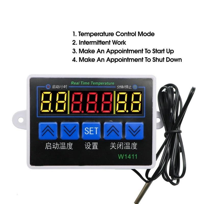W1411 AC110V-220V DC 12V 10A LED Digital Temperature Controller Thermostat Control Switch Sensor For Greenhouses Aquatic Animal.