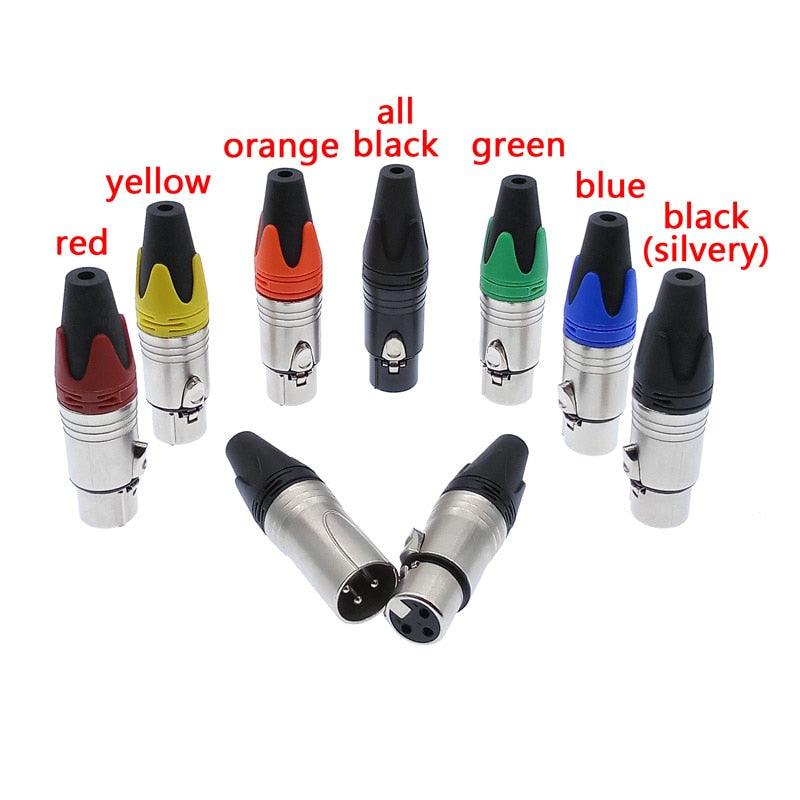 XLR connector audio microphone plug 3pin speaker connector male &amp; female color DIY mic connector.